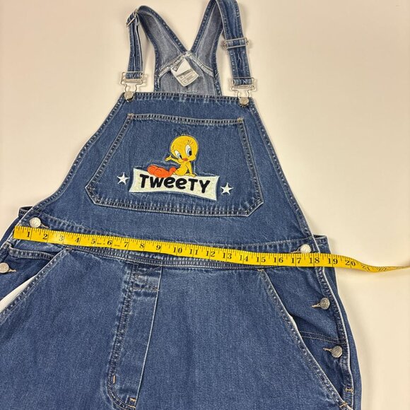 Vintage Tweety Bird Denim Overalls Unisex L 2000 Y2K Loney Tunes - Picture 7 of 8